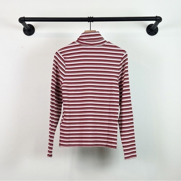 NWT Levi’s Ellie Fine Ribbed Striped Turtleneck Top Pink/White - Picture 4 of 5